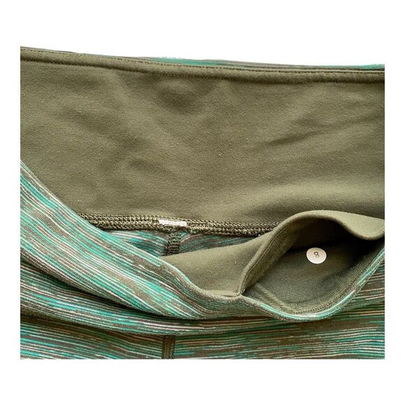 Lululemon Wunder Under Cropped Legging Green Stripe SZ 8 leisure yoga comfort - Picture 6 of 6